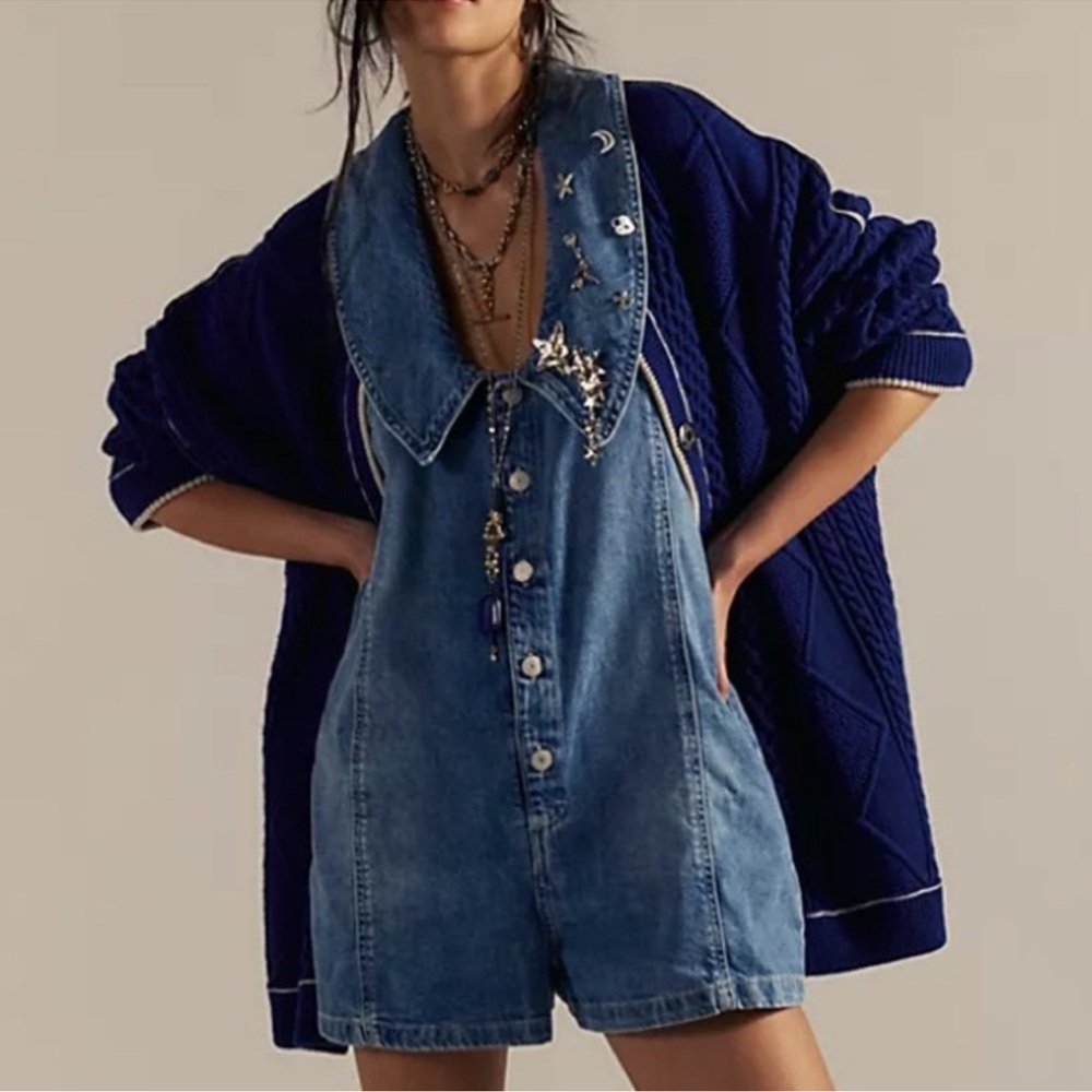 FREE PEOPLE We The Free Dover Denim romper XS